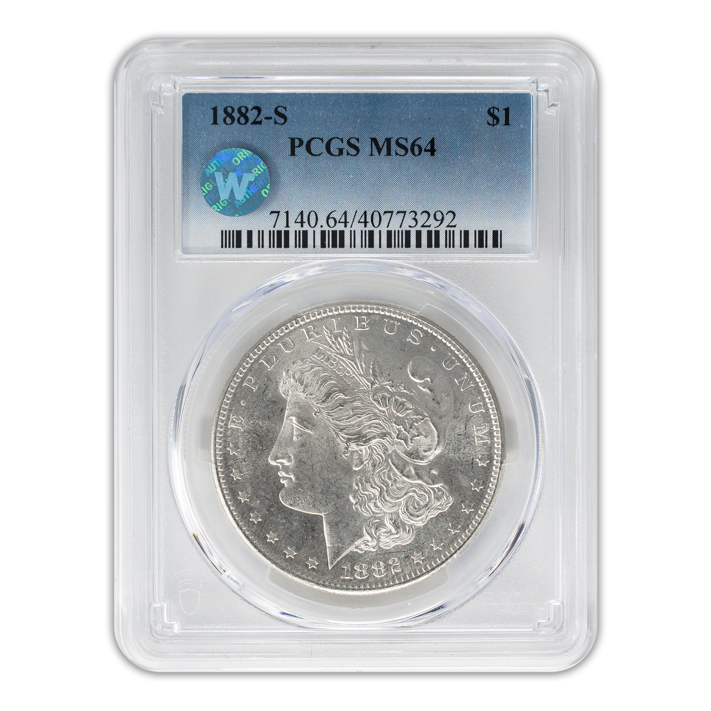 1882 Morgan Silver Dollar San Francisco - PCGS MS64 Sight White