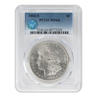1882 Morgan Silver Dollar San Francisco - PCGS MS64 Sight White