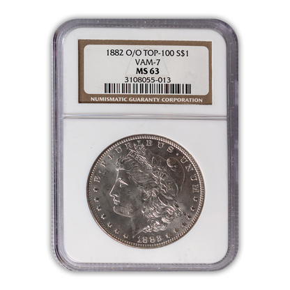 1882 Morgan Silver Dollar New Orleans - VAM 7 O over O - NGC MS63