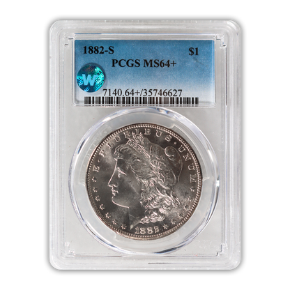 1882 Morgan Silver Dollar San Francisco - PCGS MS64+ Sight White
