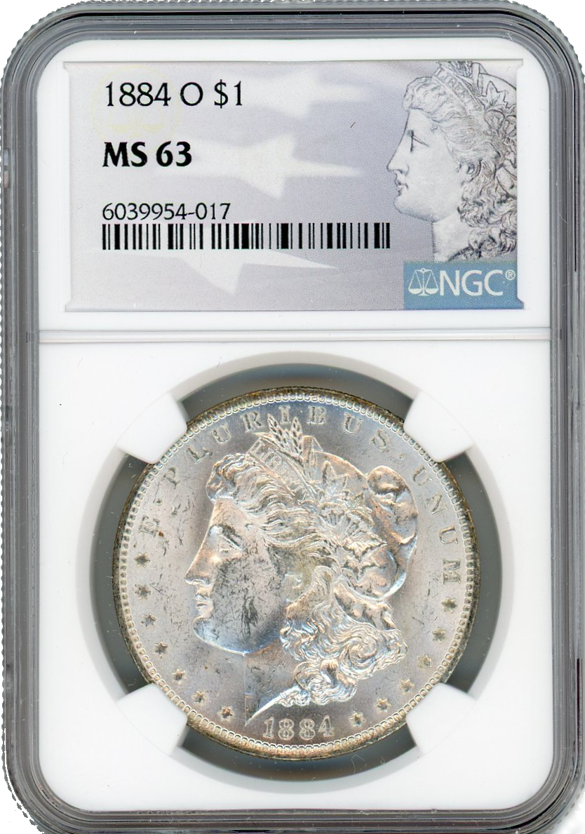 1884 Morgan Silver Dollar New Orleans - NCG MS63 Morgan Patriot Label