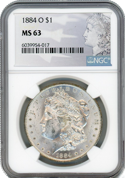 1884 Morgan Silver Dollar New Orleans - NCG MS63 Morgan Patriot Label