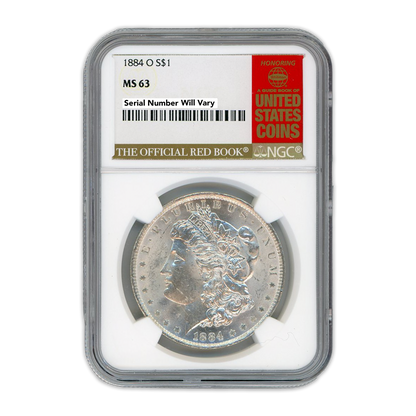 1884 Morgan Silver Dollar New Orleans - Red Book Label NGC MS63