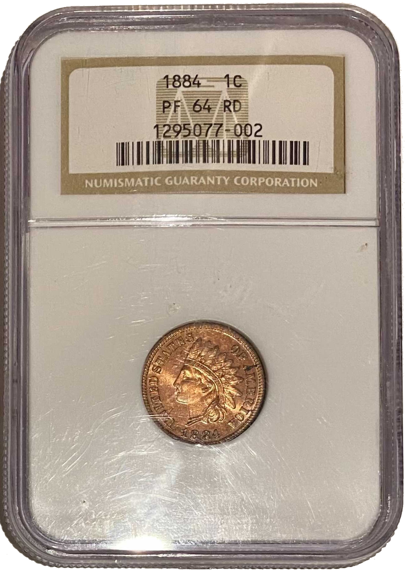 1884 Indian Cent Philadelphia Proof - NGC PF64 RD