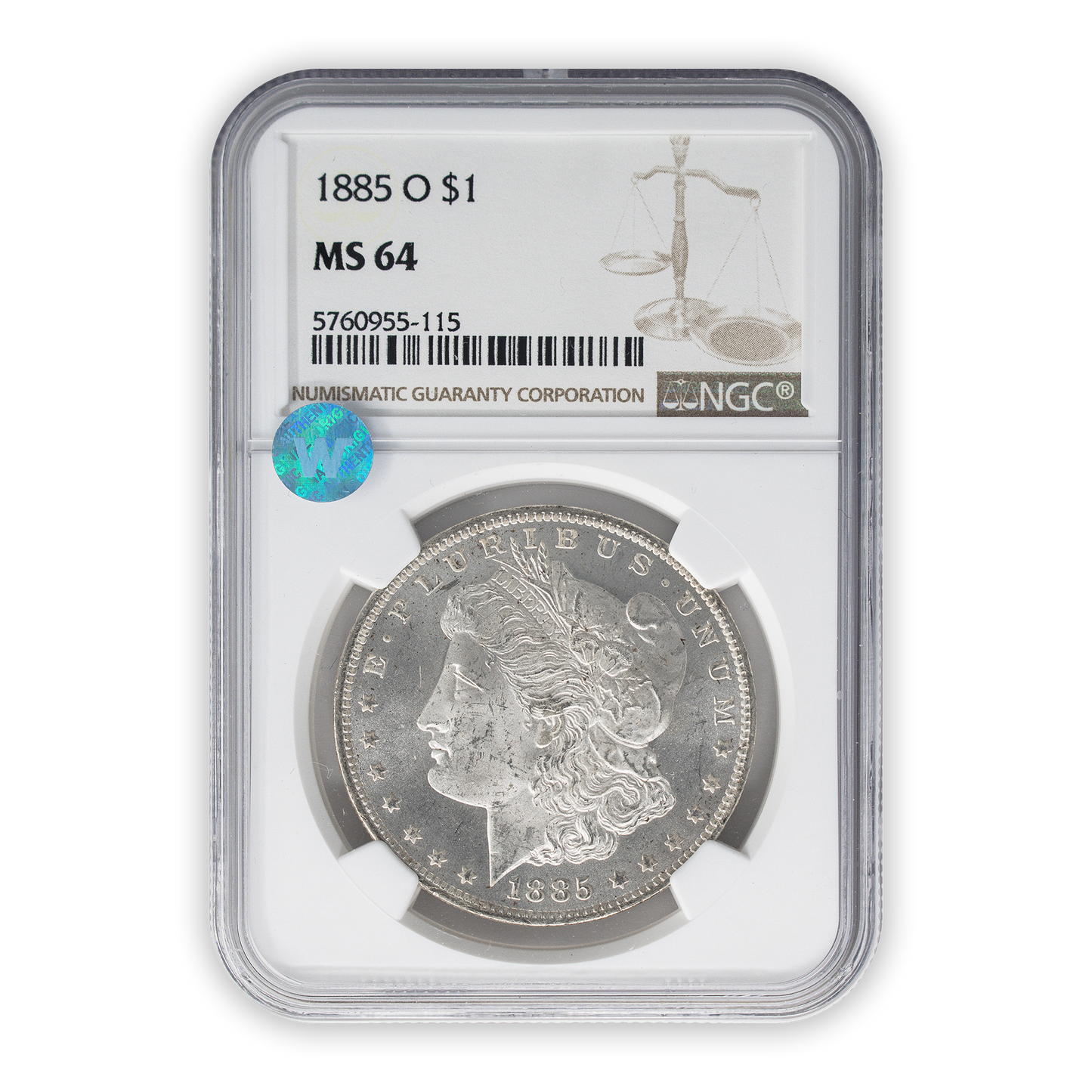 1885 O Morgan Silver Dollar New Orleans - NGC MS64 Sight White