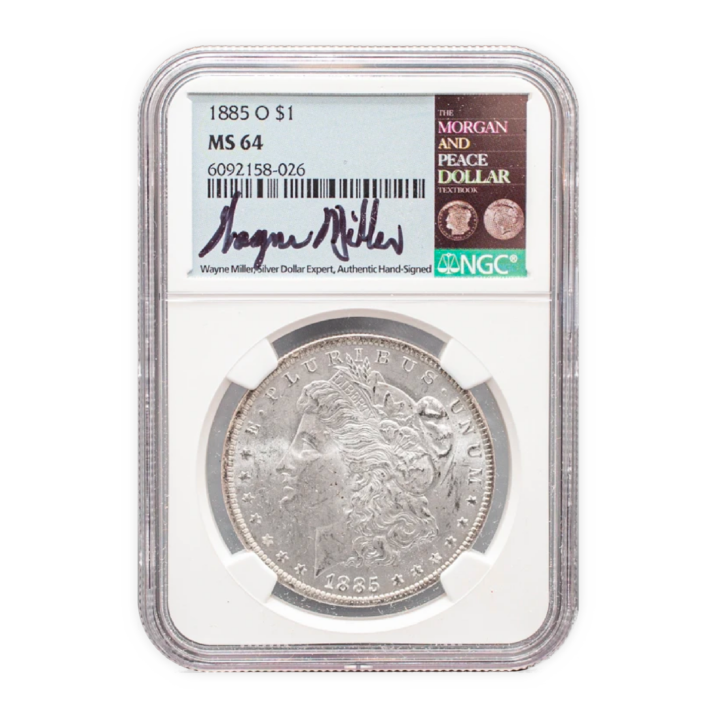 1885 Morgan Silver Dollar New Orleans - NGC MS64 Wayne Miller Signature Label