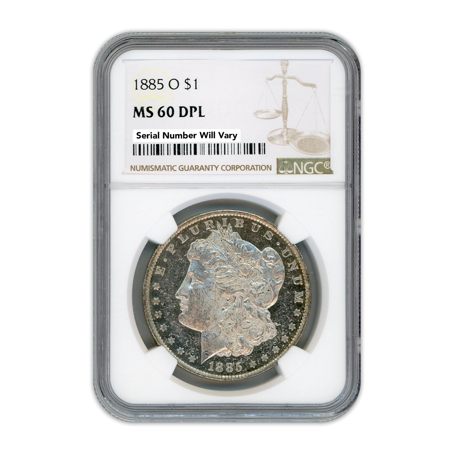 1885 Morgan Silver Dollar New Orleans NGC MS60 DPL