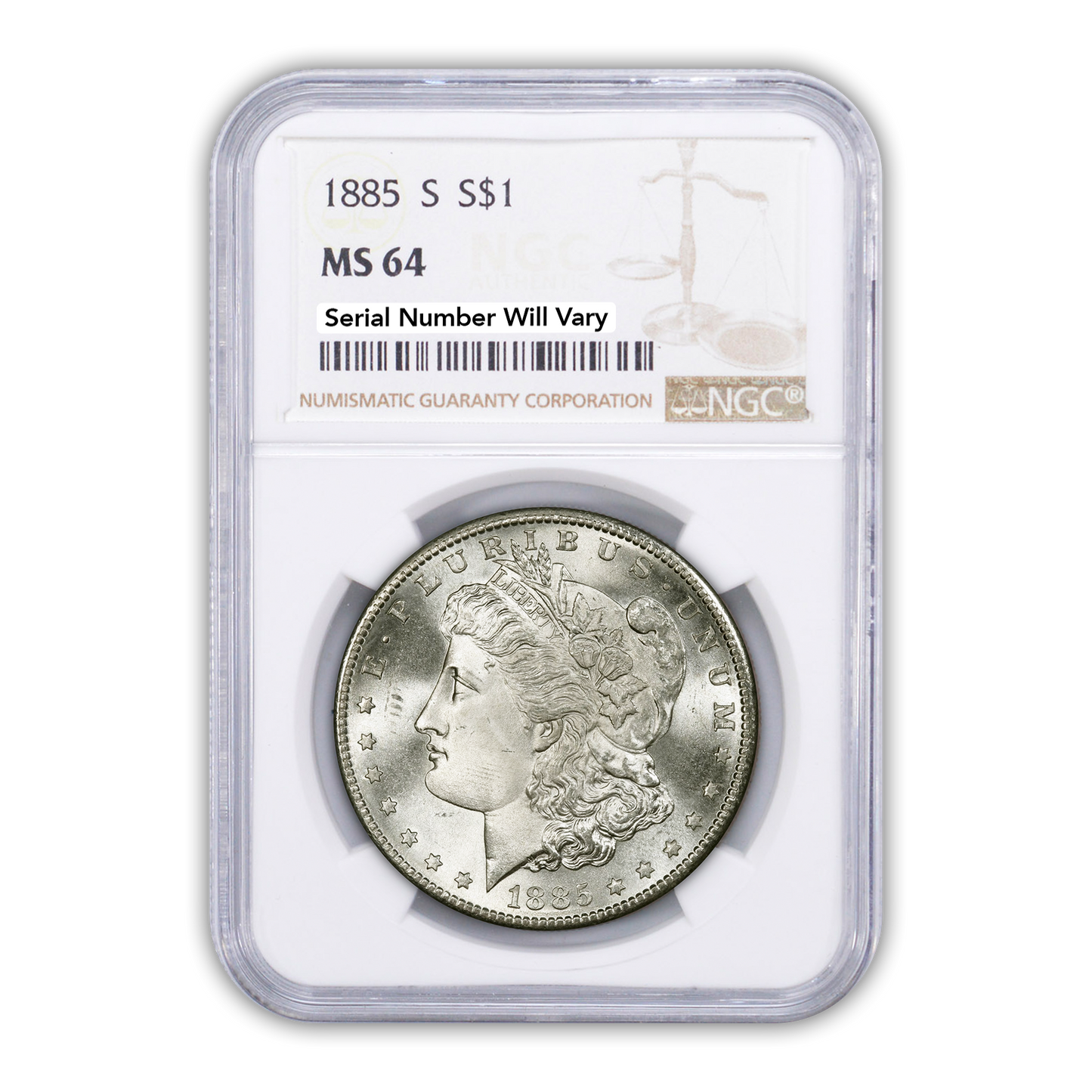 1885 Morgan Silver Dollar San Francisco - NGC MS64