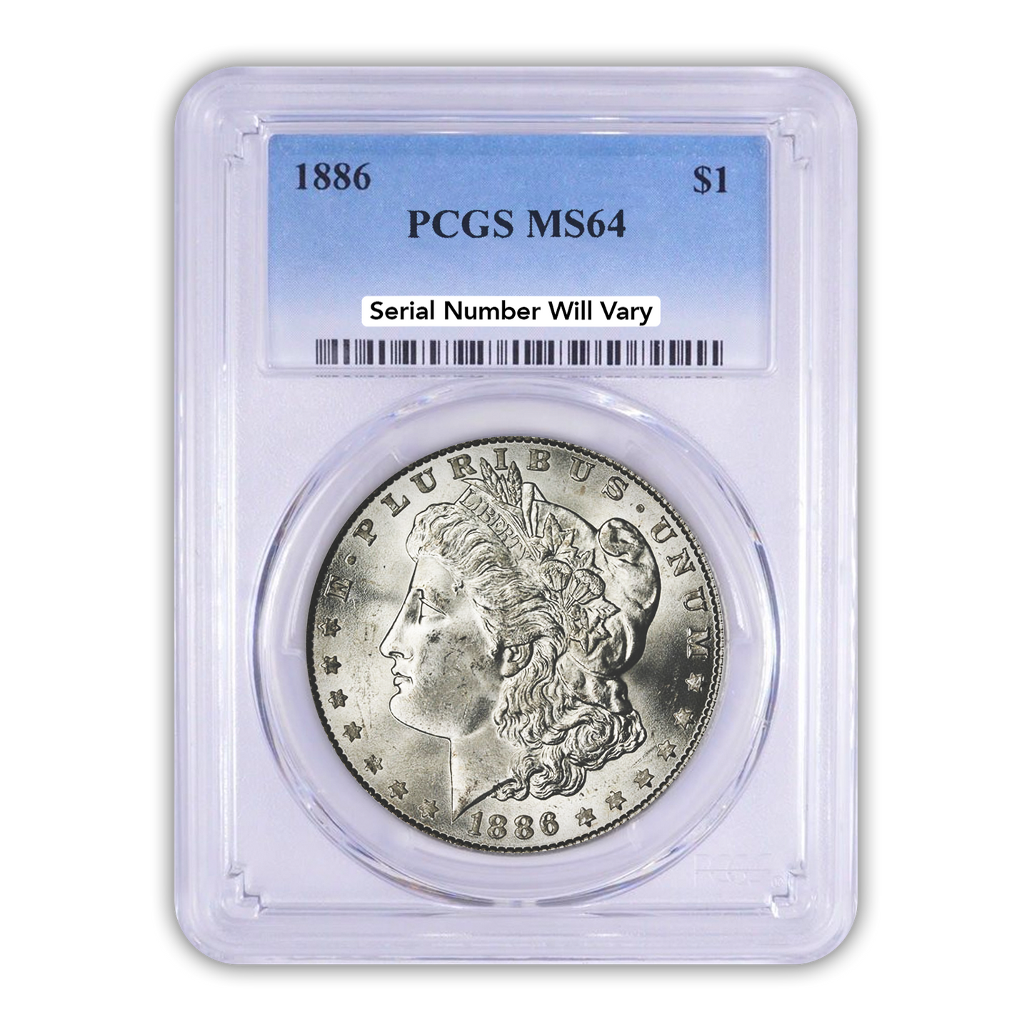 1886 Morgan Silver Dollar Philadelphia - PCGS MS64 Sight White