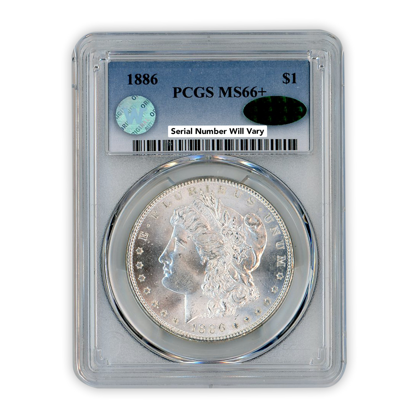 1886 Morgan Silver Dollar Philadelphia - CAC Label - PCGS MS66+ Sight White