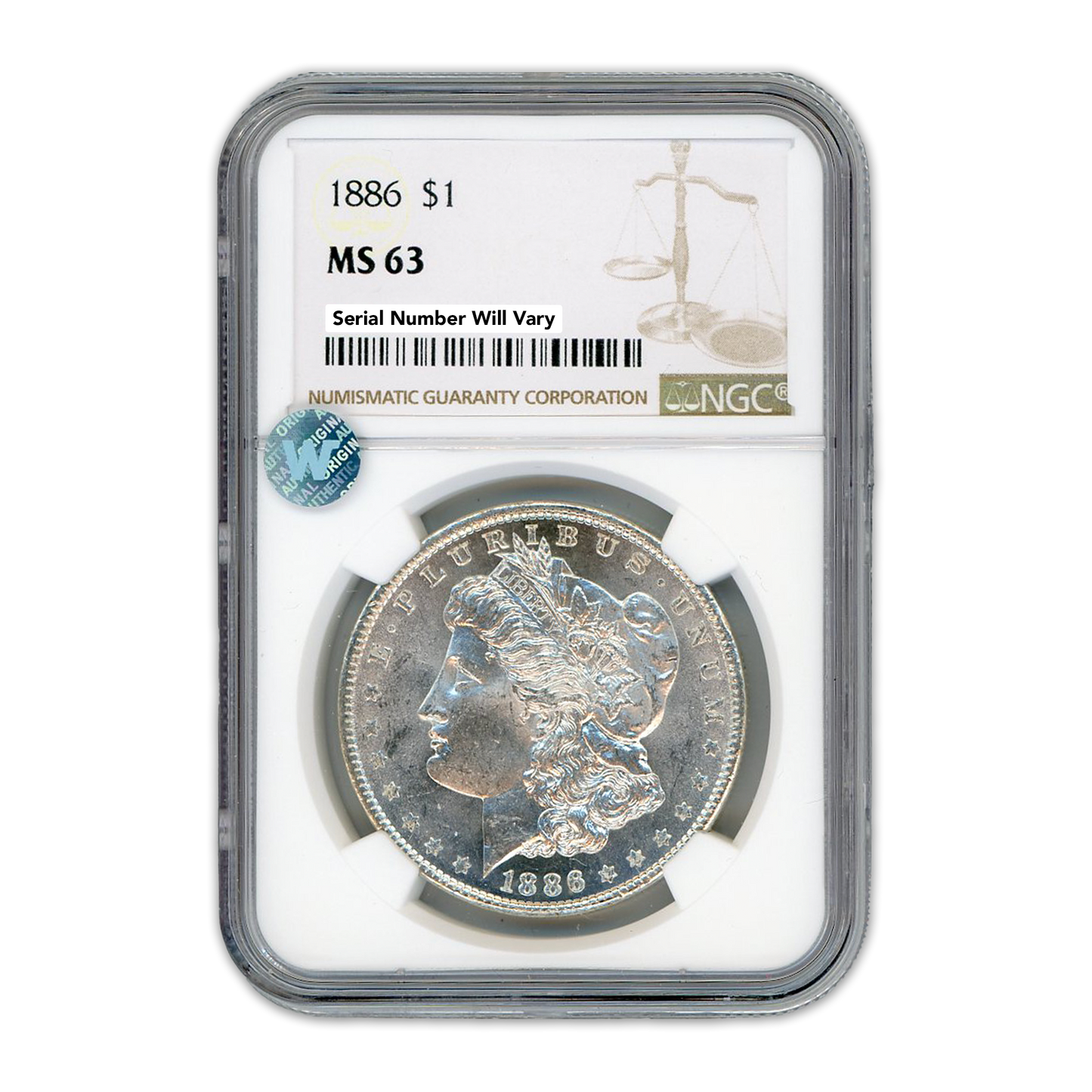1886 Morgan Silver Dollar Philadelphia - NGC MS63 Sight White