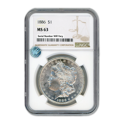 1886 Morgan Silver Dollar Philadelphia - NGC MS63 Sight White