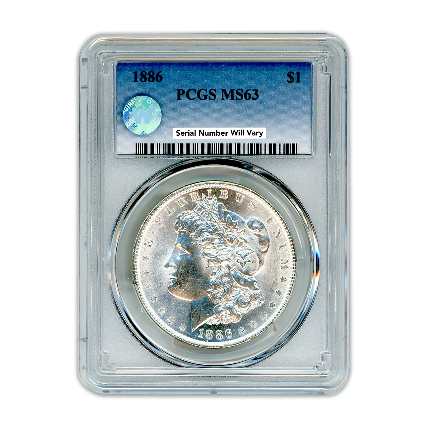 1886 Morgan Silver Dollar Philadelphia - PCGS MS63 Sight White