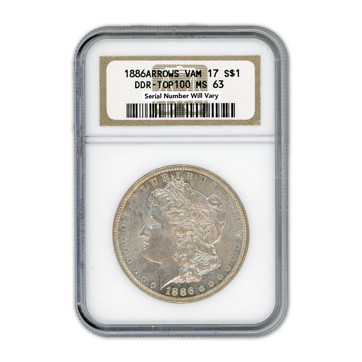 1886 Morgan Silver Dollar Philadelphia - Vam 17 DDR With Arrows - NGC MS63