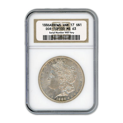 1886 Morgan Silver Dollar Philadelphia - Vam 17 DDR With Arrows - NGC MS63