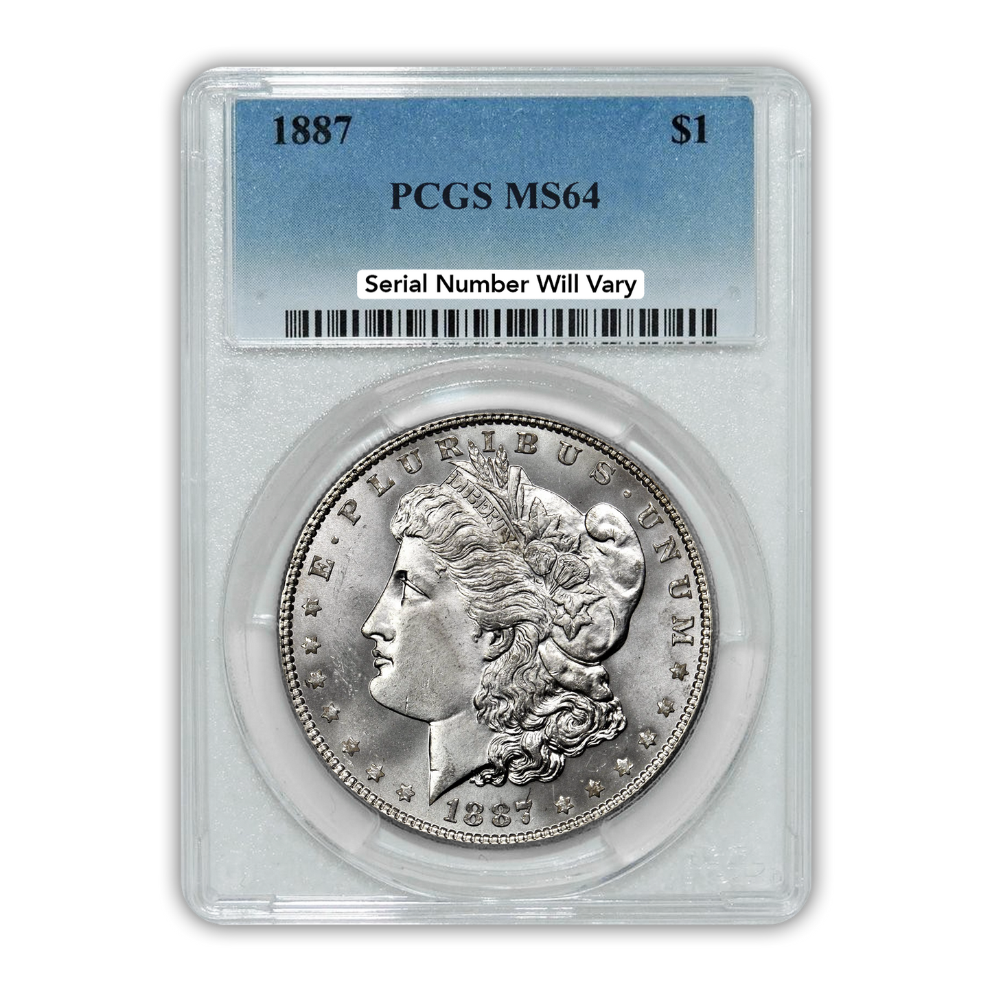 1887 Morgan Silver Dollar Philadelphia - PCGS MS64 Sight White