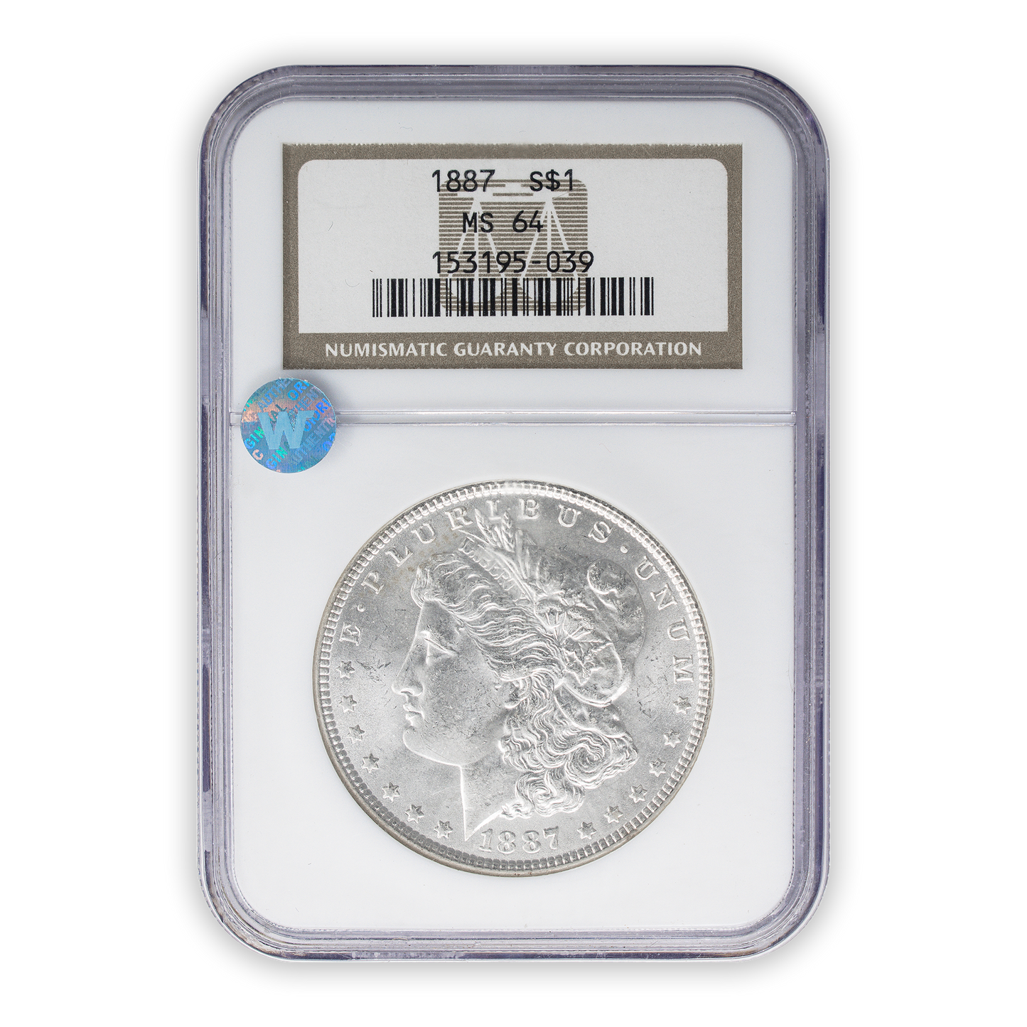 1887 Morgan Silver Dollar Philadelphia - NGC MS64 Sight White