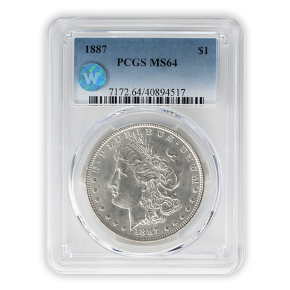 1887 Morgan Silver Dollar Philadelphia - PCGS MS64 Sight White
