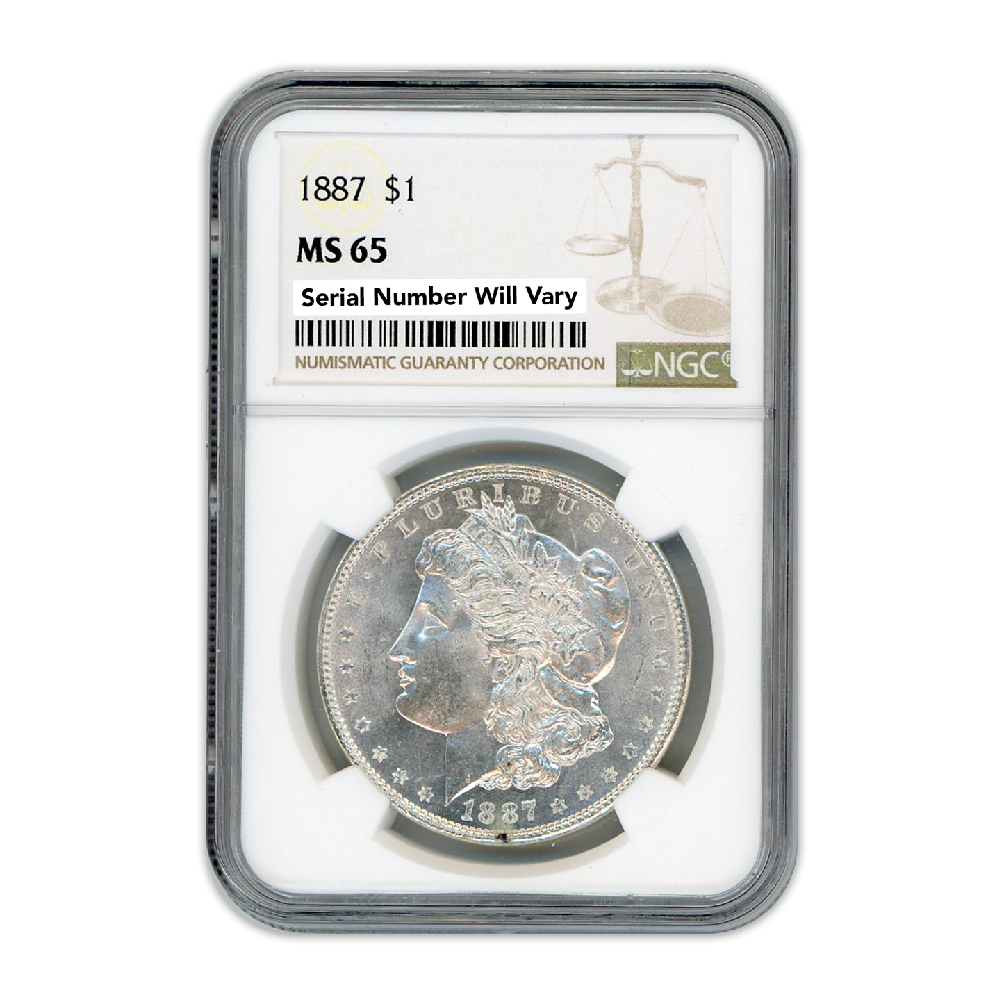 1887  Morgan Silver Dollar Philadelphia - NGC MS65
