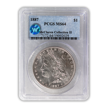 1887 Morgan Silver Dollar Philadelphia - PCGS MS64 Sight White McClaren