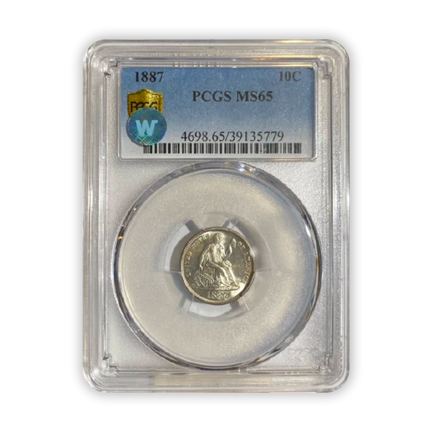 1887 Seated Liberty Dime Philadelphia - PGCS MS65 Sight White