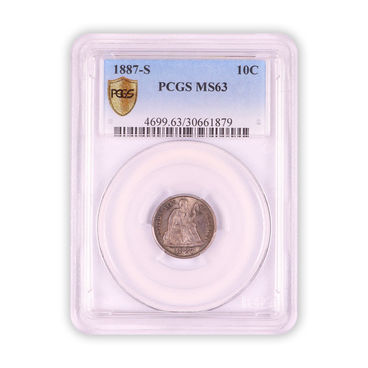 1887 Seated Liberty Dime San Francisco - PGCS MS63