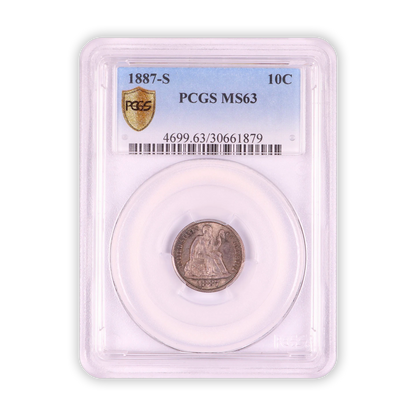 1887 Seated Liberty Dime San Francisco - PGCS MS63