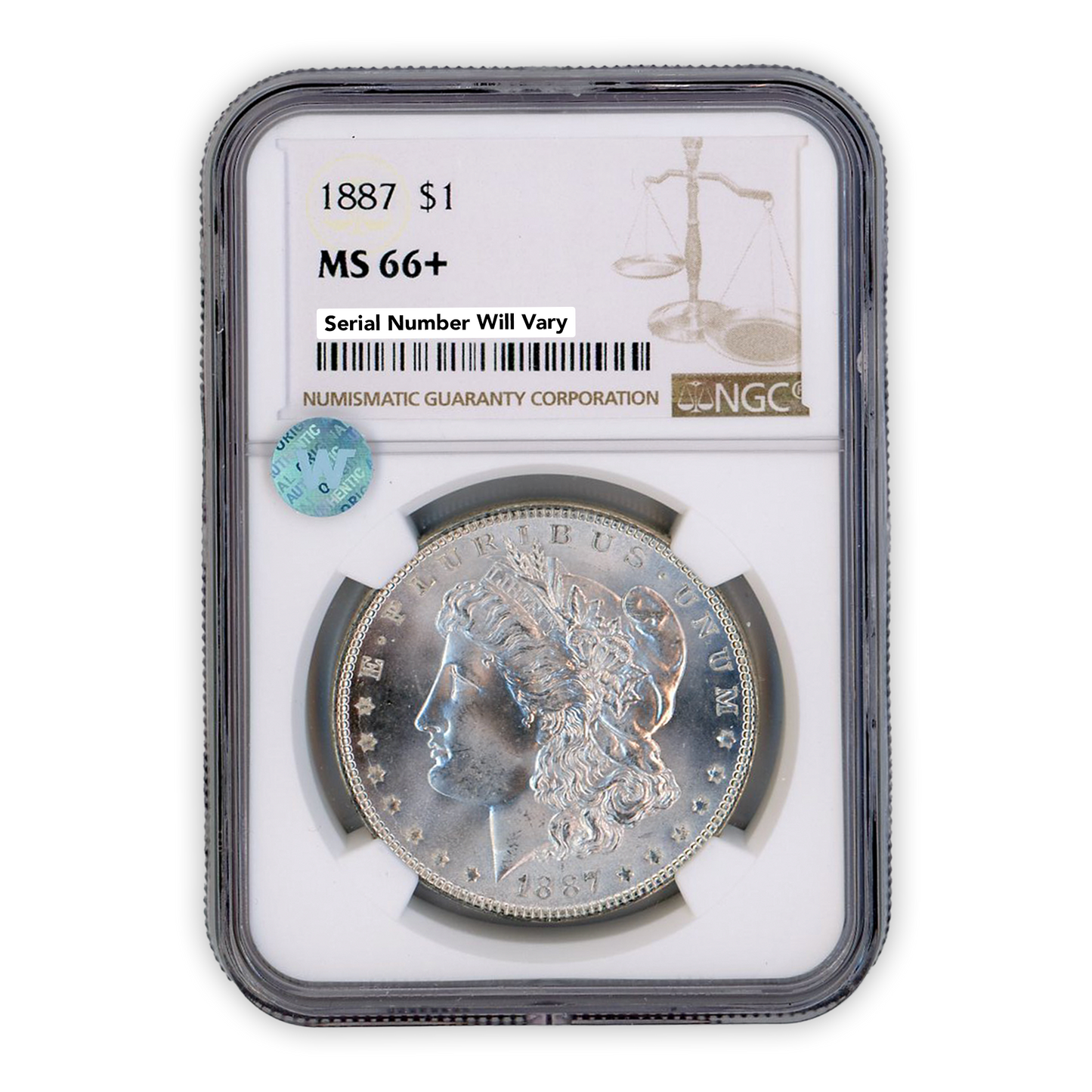 1887 Silver Morgan Dollars Philadelphia NGC MS66+ Sight White