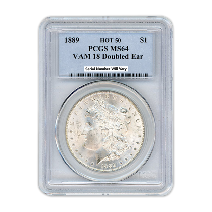1889 Morgan Silver Dollar Philadelphia - VAM 18 Doubled Ear - PCGS MS64
