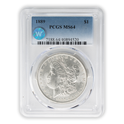 1889 Morgan Silver Dollar Philadelphia - PCGS MS64 Sight White