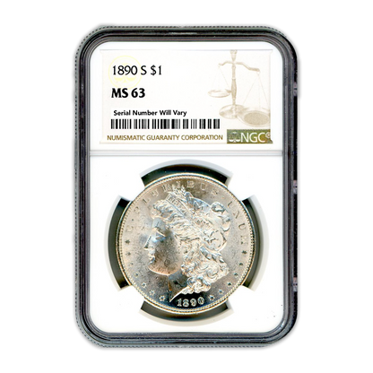 1890 S Morgan Silver Dollar San Francisco - NGC MS63