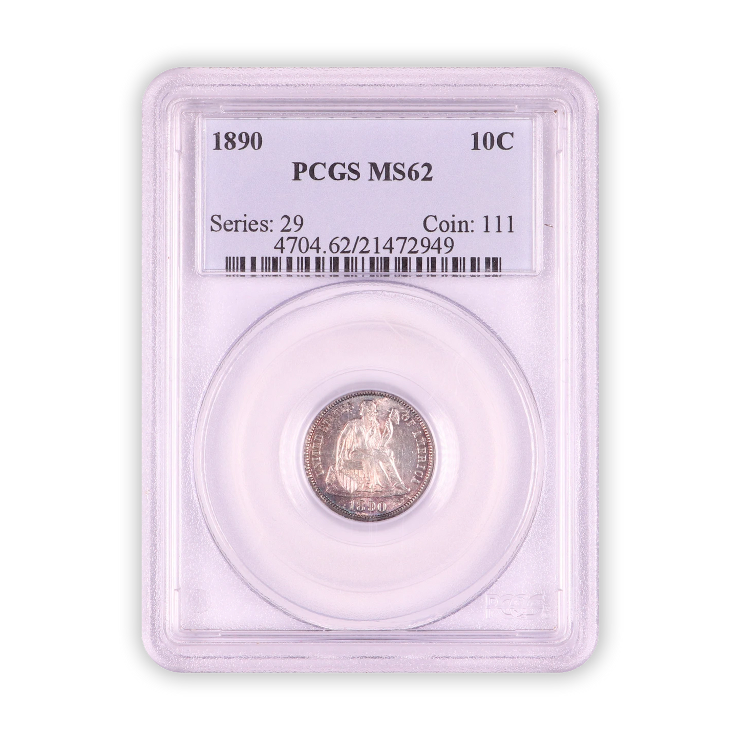 1890 Seated Liberty Dime - PCGS MS62