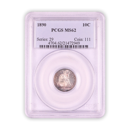 1890 Seated Liberty Dime - PCGS MS62