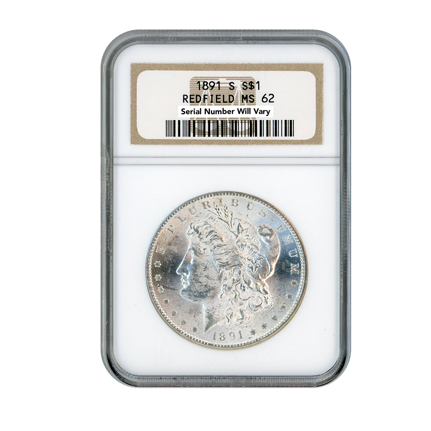 1891 S Silver Morgan Dollar Redfield San Francisco - NGC MS62