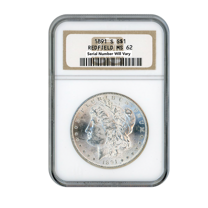 1891 S Silver Morgan Dollar Redfield San Francisco - NGC MS62