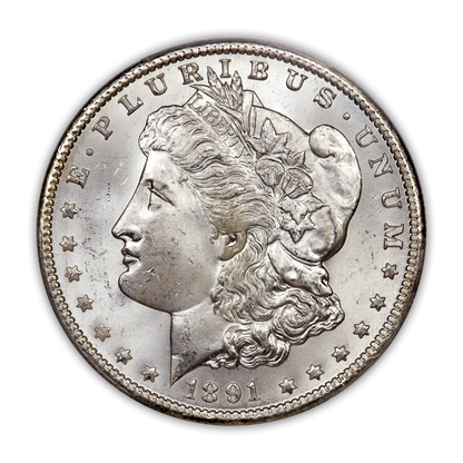 1891 Morgan Silver Dollar Philadelphia - Brilliant Uncirculated - CoinsTV