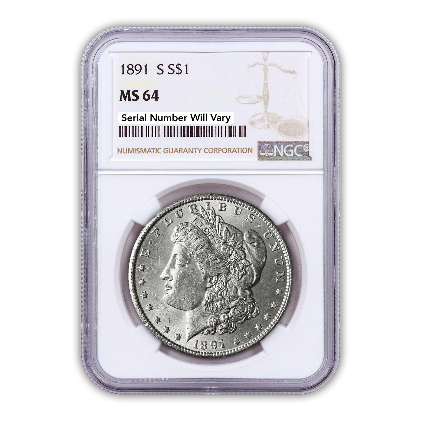 1891 Morgan Silver Dollar San Francisco - NGC MS64