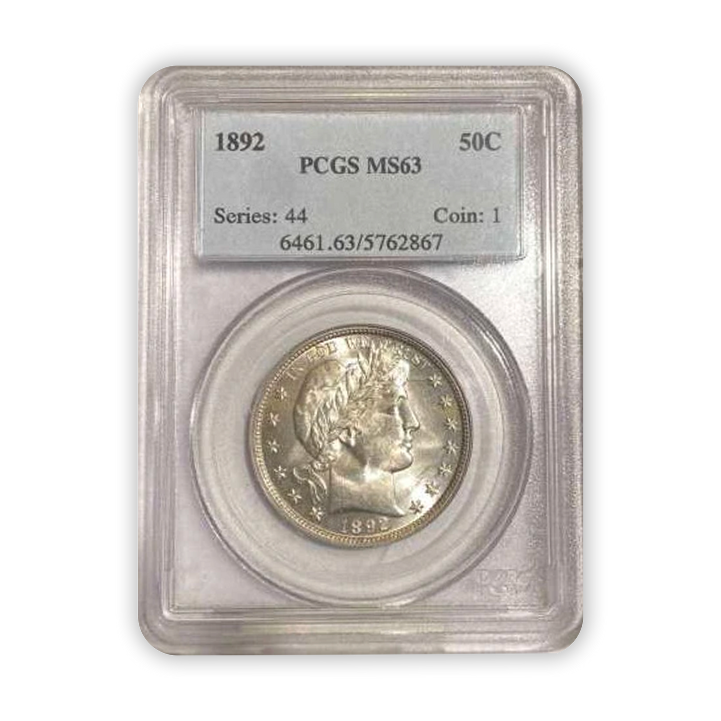 1892 Barber Half Dollar Philadelphia - PCGS MS63