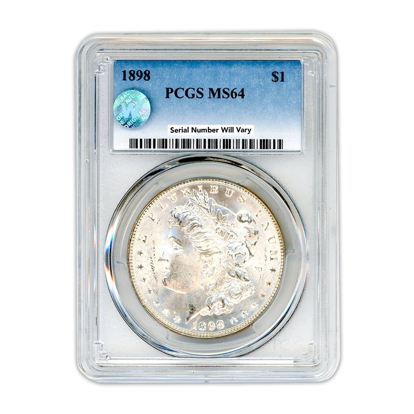 1898 Morgan Silver Dollar Philadelphia - PCGS MS64 Sight White
