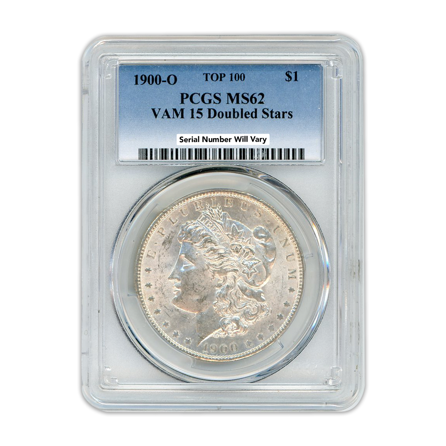 1900-O Morgan Silver Dollar Philadelphia - Doubled Stars -  PCGS MS62
