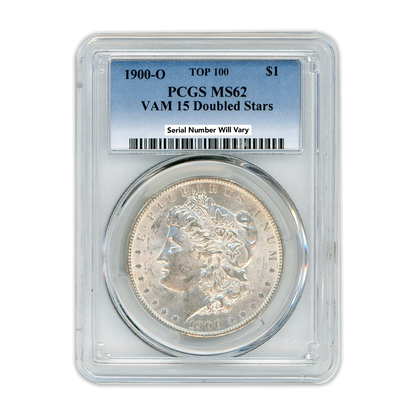 1900-O Morgan Silver Dollar Philadelphia - Doubled Stars -  PCGS MS62