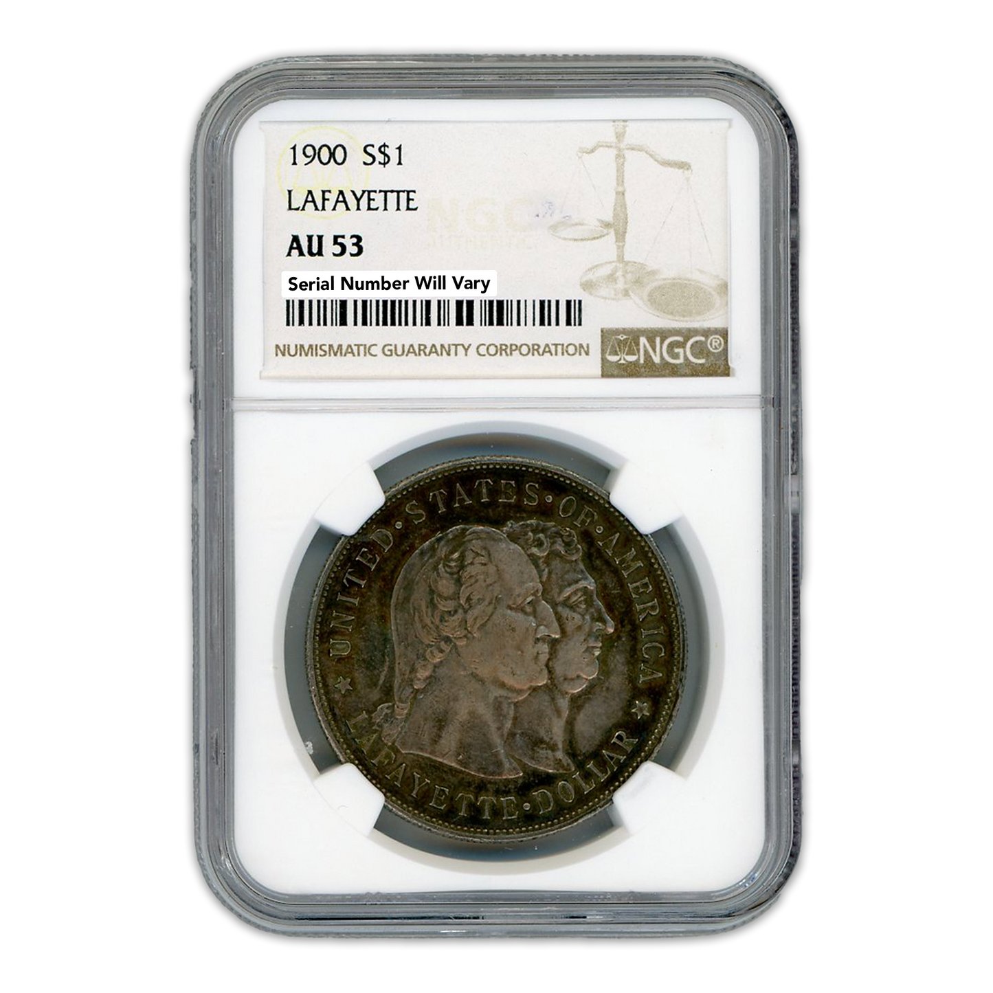 1900 Lafayette Commemorative Silver Dollar NGC AU53