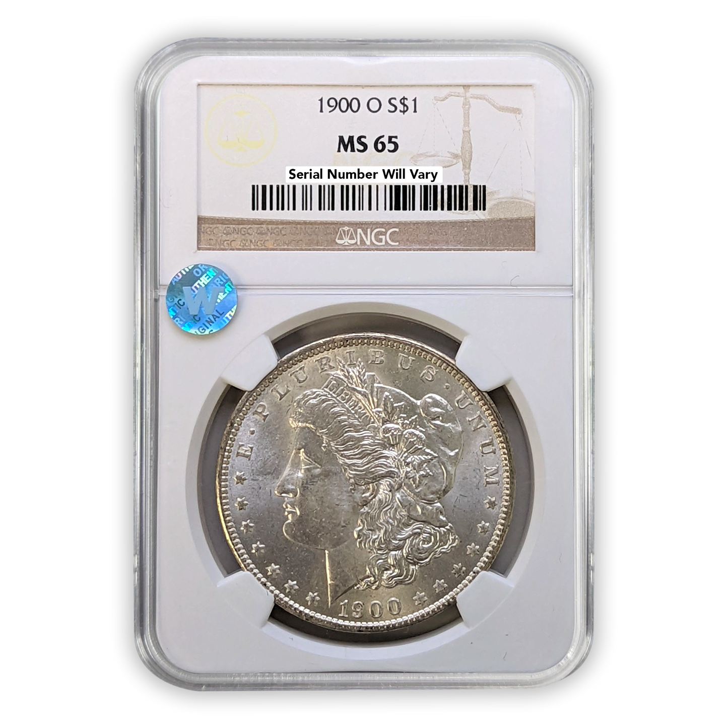 1900 O Morgan Silver Dollar New Orleans - NGC MS65 Sight White