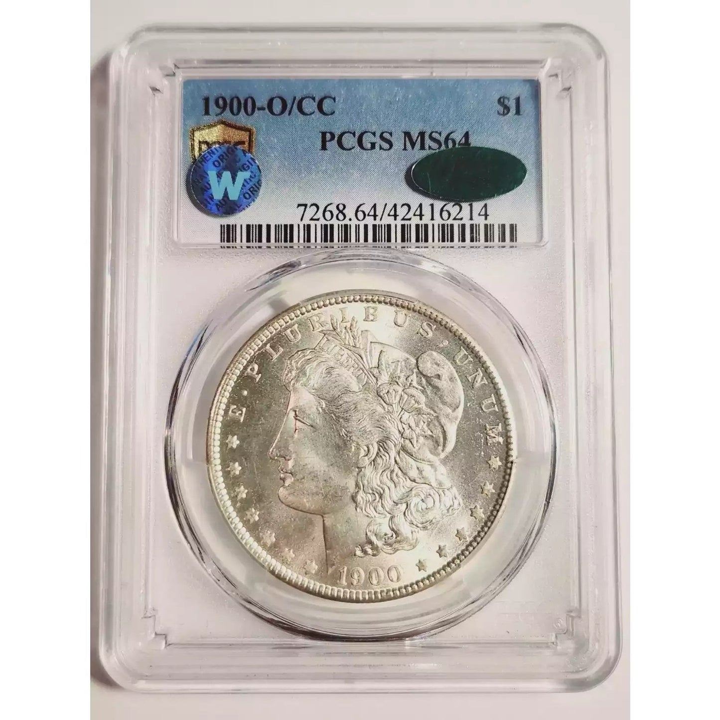 1900 O/CC Morgan Silver Dollar PCGS MS64 CAC Sight White