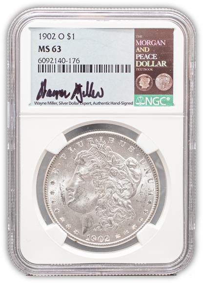 1902 Morgan Silver Dollar New Orleans - NGC MS63 Wayne Miller Signature Label