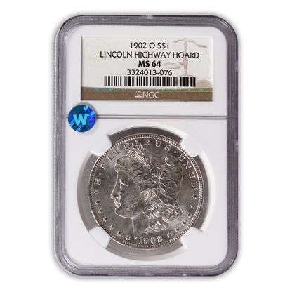 1902 Morgan Silver Dollar New Orleans - NGC MS64 Sight White Lincoln Highway