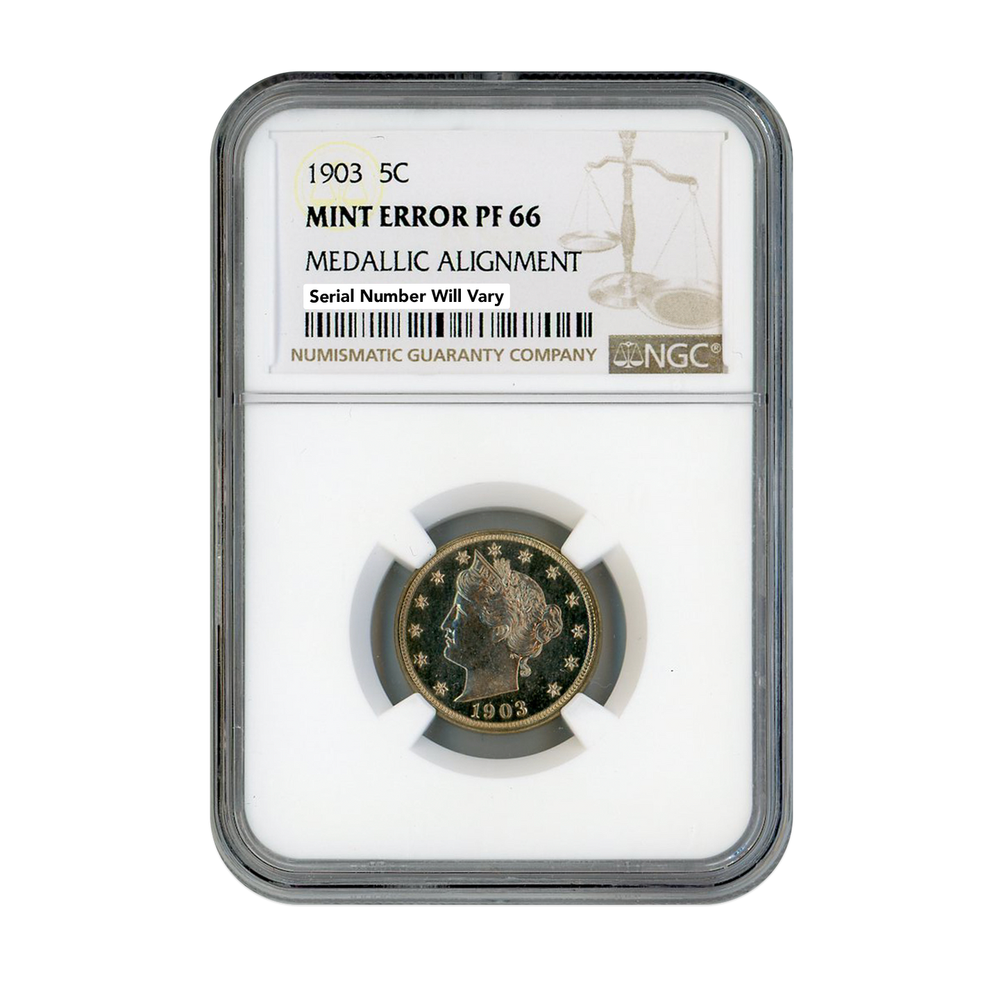 1903 Liberty Head Nickel Mint Error NGC PF66 Medallic Alignment