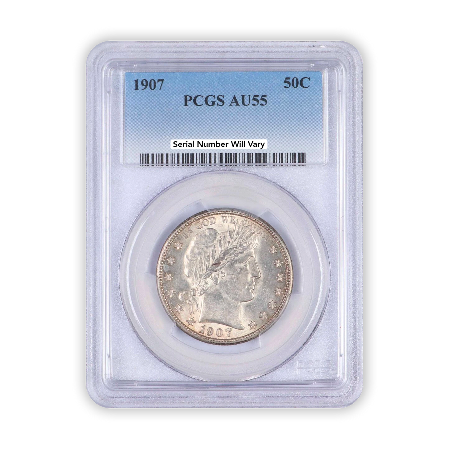 1907 Barber Half Dollar Philadelphia - PCGS AU55