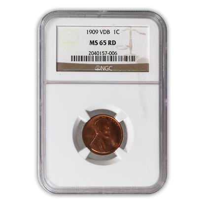 1909 VDB Lincoln Cent Philadelphia - NGC MS65 RD