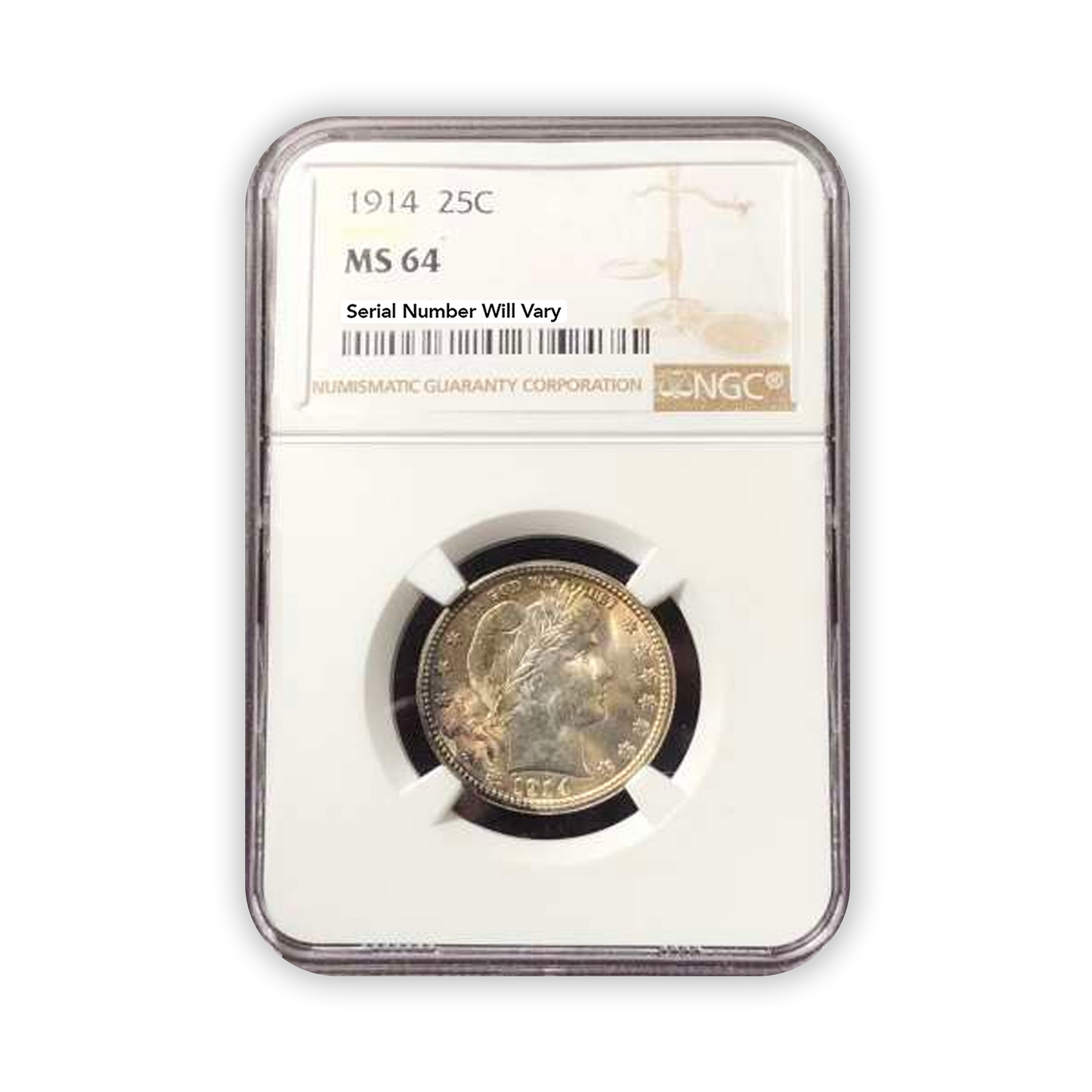 1914 Barber Quarter Dollar Philadelphia - NGC MS64
